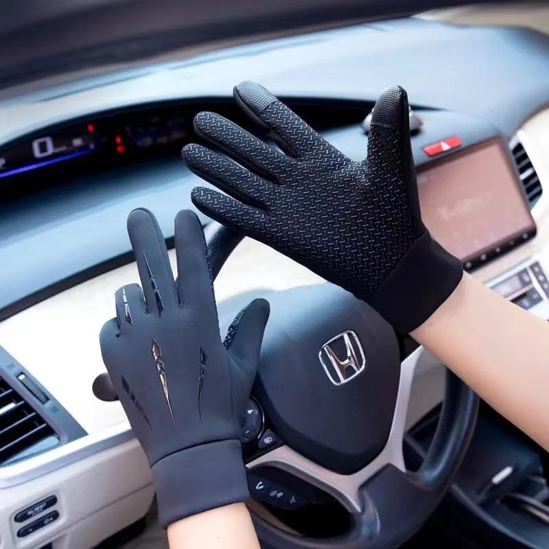 Herren Winter Warme Leder Motorradhandschuhe - Kältefest, Wasserdicht, Touchscreen, Plus Samt