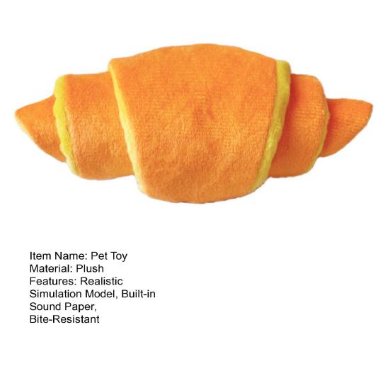 Haustierspielzeug Simulierte Croissant-Form Bissfestes Plüsch-Kauspielzeug mit integriertem Knisterpapier Lindert Langeweile Simulation Modellierung Zahnpflege Spielzeug
