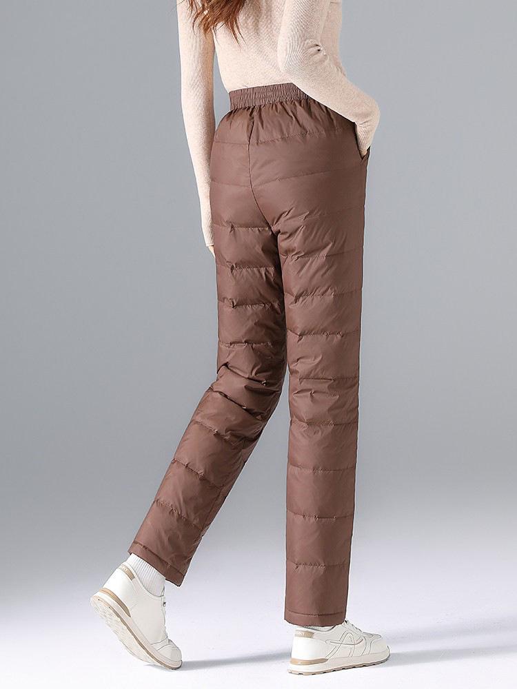 2026 Winter Women's Windproof Down Pants: Warm, Thick, Straight-Leg Outdoor Wear for Middle-Aged and Elderly