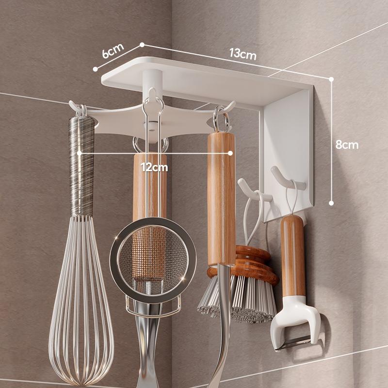 360° Rotation Kitchen Cooking Tool Storage Rack Punch-Free Wall Mounted Metal Drain Holders Home Kitchenware Organization Shelf