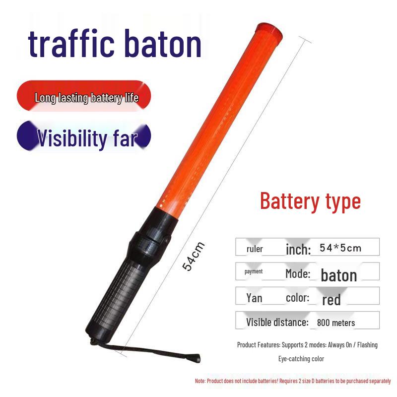 Rechargeable LED Traffic Warning Baton - Emergency Flashing Light Stick for Outdoor Use