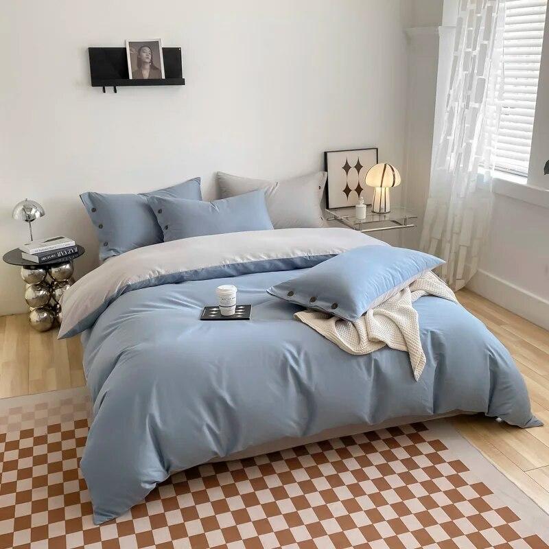 Luxury Egyptian Cotton Bedding Set Simple Nordic Duvet Cover Flat/Fitted Sheet With Pillowcase Bed Linen Queen Double King Size