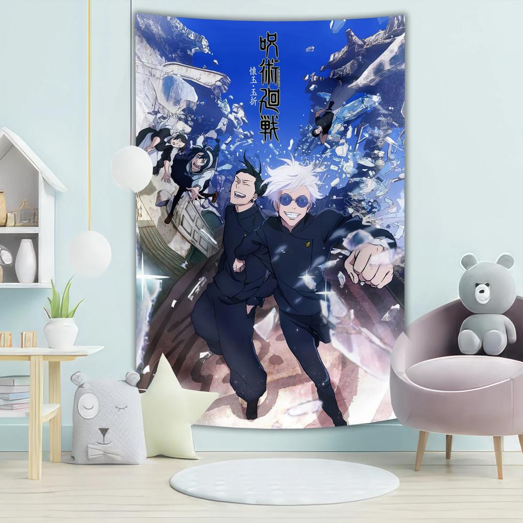 Anime Action Heroes Tapestry Dynamic Battle Scene Design Perfect for Fan Room Decor Large Wall Hanging Artwork