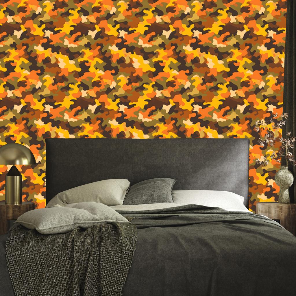 Gold and Rust Military Camouflage Wallpaper for Living Room and Bedroom 50x1000