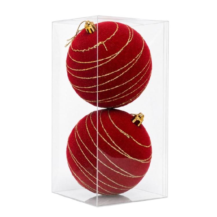 2Pcs Christmas Baubles Ornament Sparkling Velvety Sphere Decoration For Christmas Tree Wreath Mantels Window Display