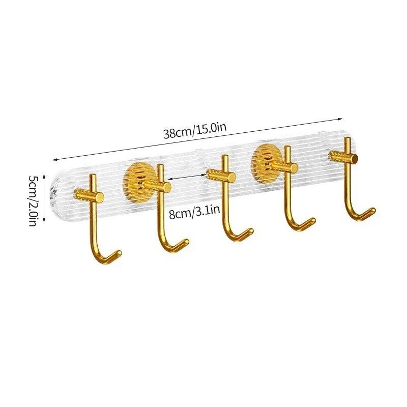 Luxury Bathroom Hooks Gold Silver No Drilling Wall Hanging Hook Self-adhesive Towel Bag Holders Clothes Punch-free Hanger