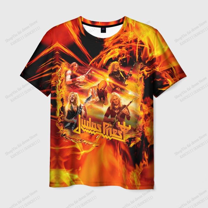 

Retro Judas Priest Band 3d Print T-shirt Men Women Fashion Harajuku Large size Out Short Sleeve Rock Tops Tees Men Clothing Kids XL