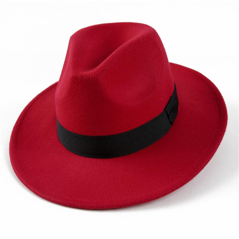 Autumn and winter woolen hat Shanghai beach retro black woolen hat gentleman's hat top hat British jazz hat
