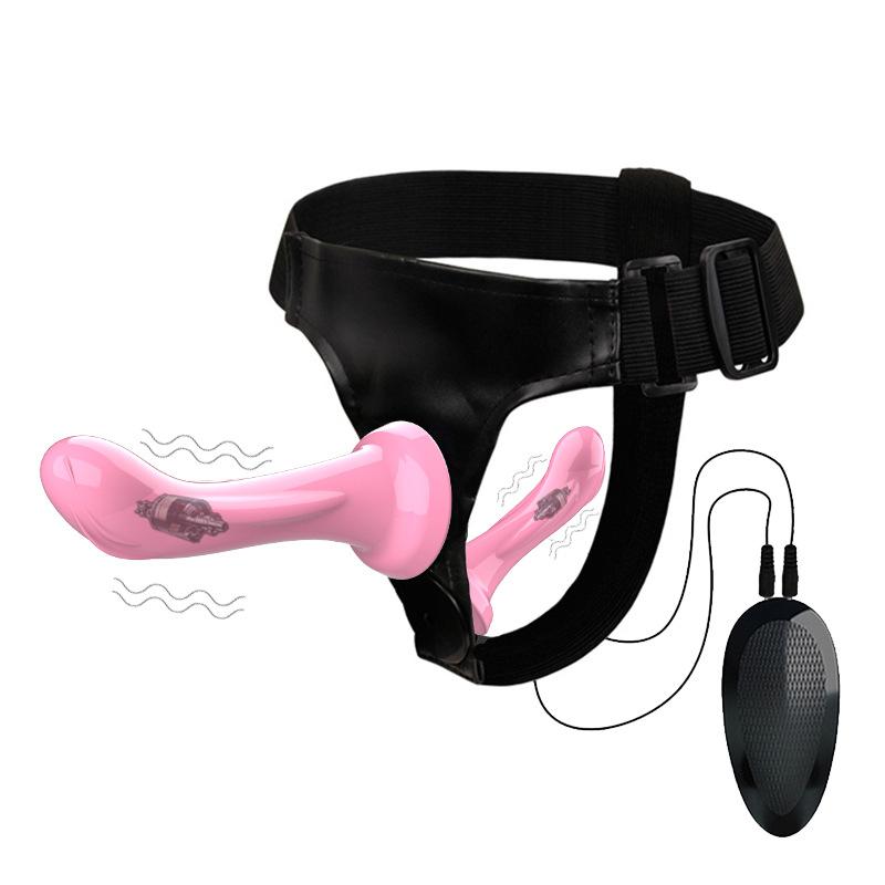 Wired Remote Vibrating Double Penetration Strap On Harness Realistic Silicone Dildo Panties Adjustable for Couples Pegging Anal