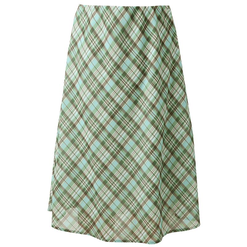 Plus Size High-Waist Plaid A-Line Midi Skirt XXL