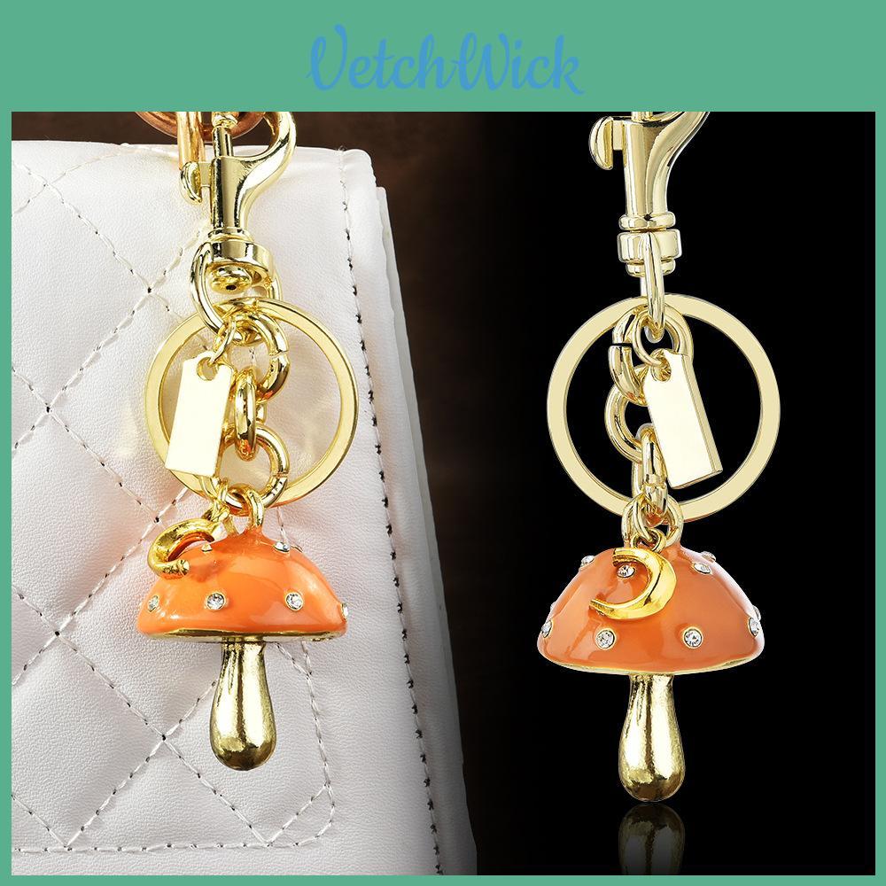 Mushroom Keychain Bag Charm With Metal Electroplating For Summer Fashion Accessory