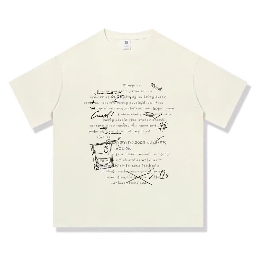 

American lazy style letter white short-sleeved T-shirt men s and women s summer pure cotton loose and thin half-sleeved couple tops tide 3XL абрикосовий