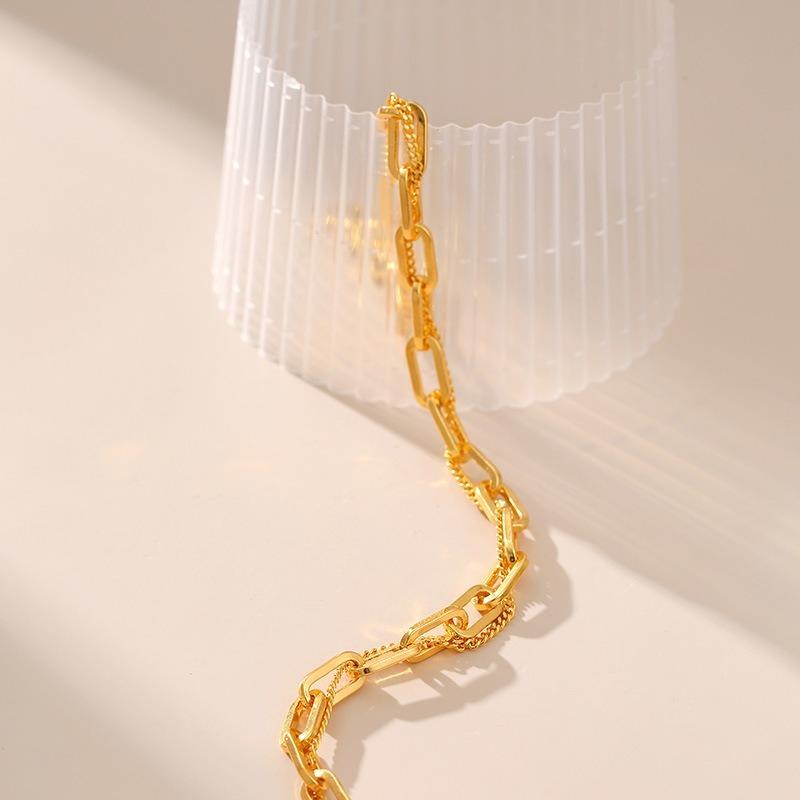 French Paperclip Chain 18k Gold Plated Brass Minimalist Necklace For Women