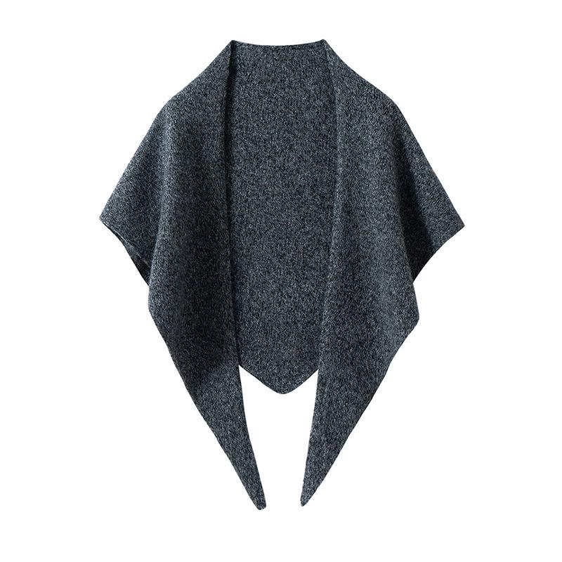 Women s Autumn/Winter Triangle Scarf: 75% Cashmere, 25% Silk Knit Shawl. темно-серого