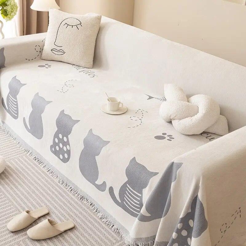 Chenille-Sofa-Handtuch-Decke, Sofabezug, universeller Anti-Katzen-Kratz-Schonbezüge, Couch-Handtuchbezug, Sofadecken