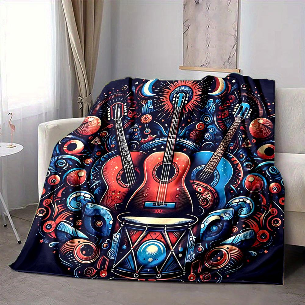 1pc Guitar Dreams Lightweight Flannel Blanket, Comfortable and Warm Blanket, for Office and Camping Sofa Bed, Livingroom131