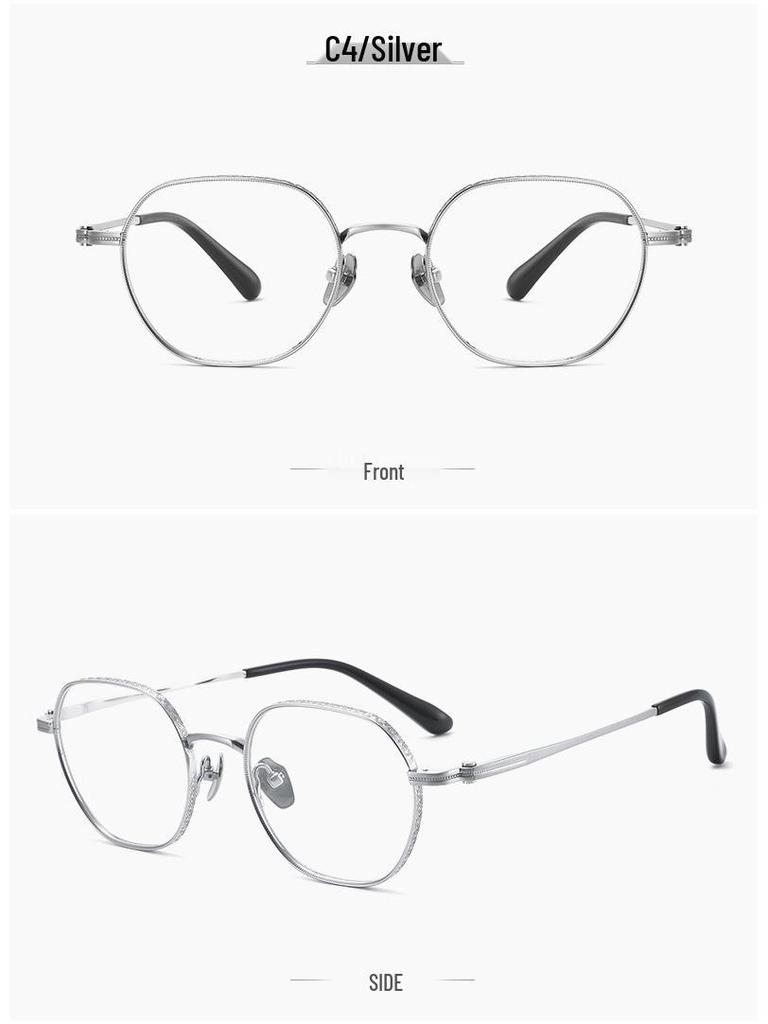 Retro Japanese Titanium Small Frame Myopia Glasses: High-Prescription, Polygonal, Wide Rim for Small Faces