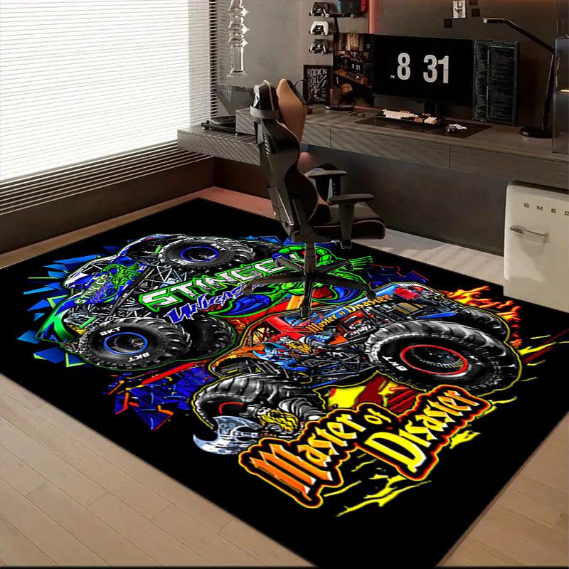 Mon-ster Truck Adventure Floor Mat for Living Room, Game Rooms, Office, Bedroom, Office Floor Mat Playful Design, Christmas fan gifts