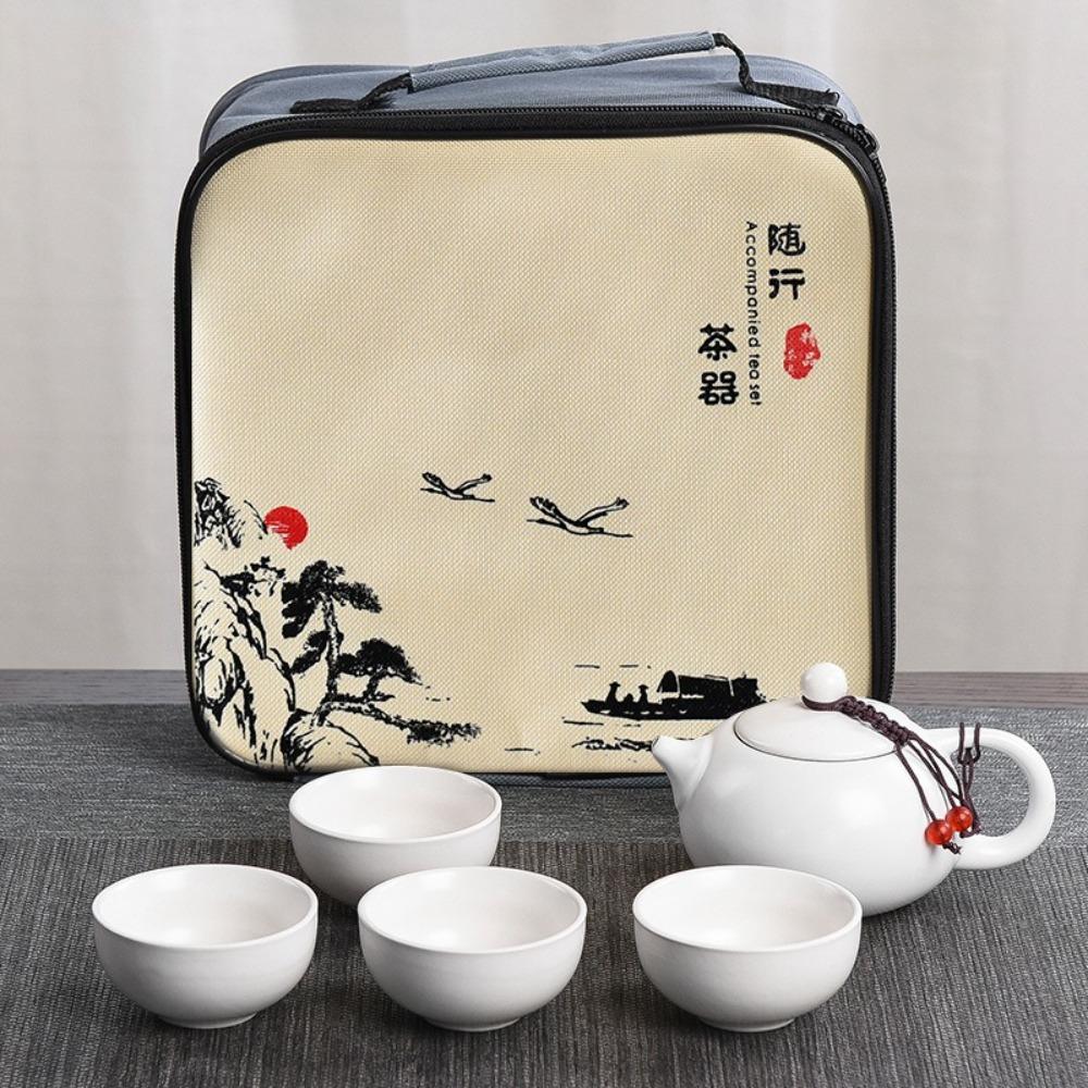 9pcs/Set Ceramic Teacup Teapot Set With 4 Tea Cup Travel Teapot Chinese Gongfu Tea Set  Picnic