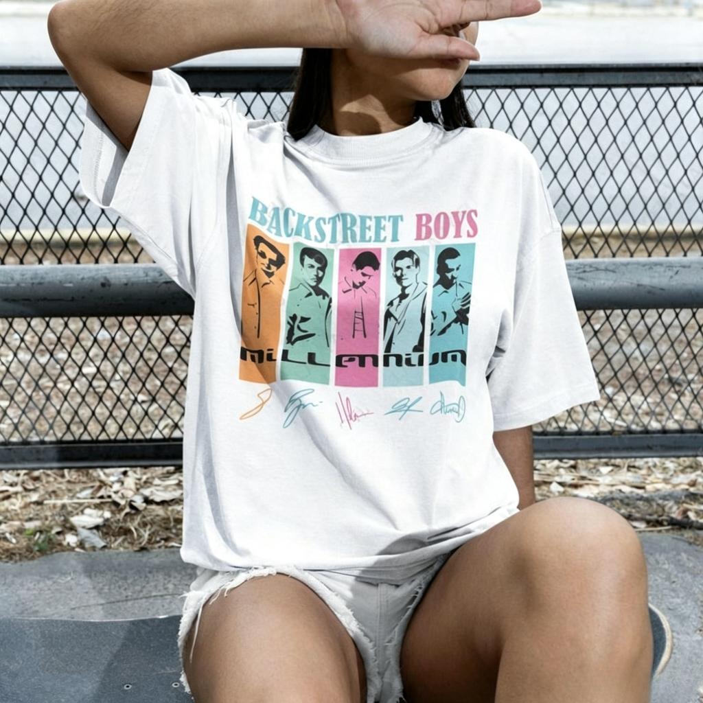 Backstreet Boys Millennium Tour Music Vintage T-shirt Men's and Women's Hipster Popular Tops Summer Fashion Streetwear Tees Gift