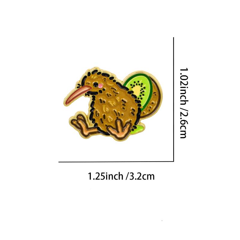 Kiwi Bird Enamel Lapel Pin Artistic Textured Zinc Alloy Brooch for Sweater Coat Casual Daily Wear Jewelry Accessory