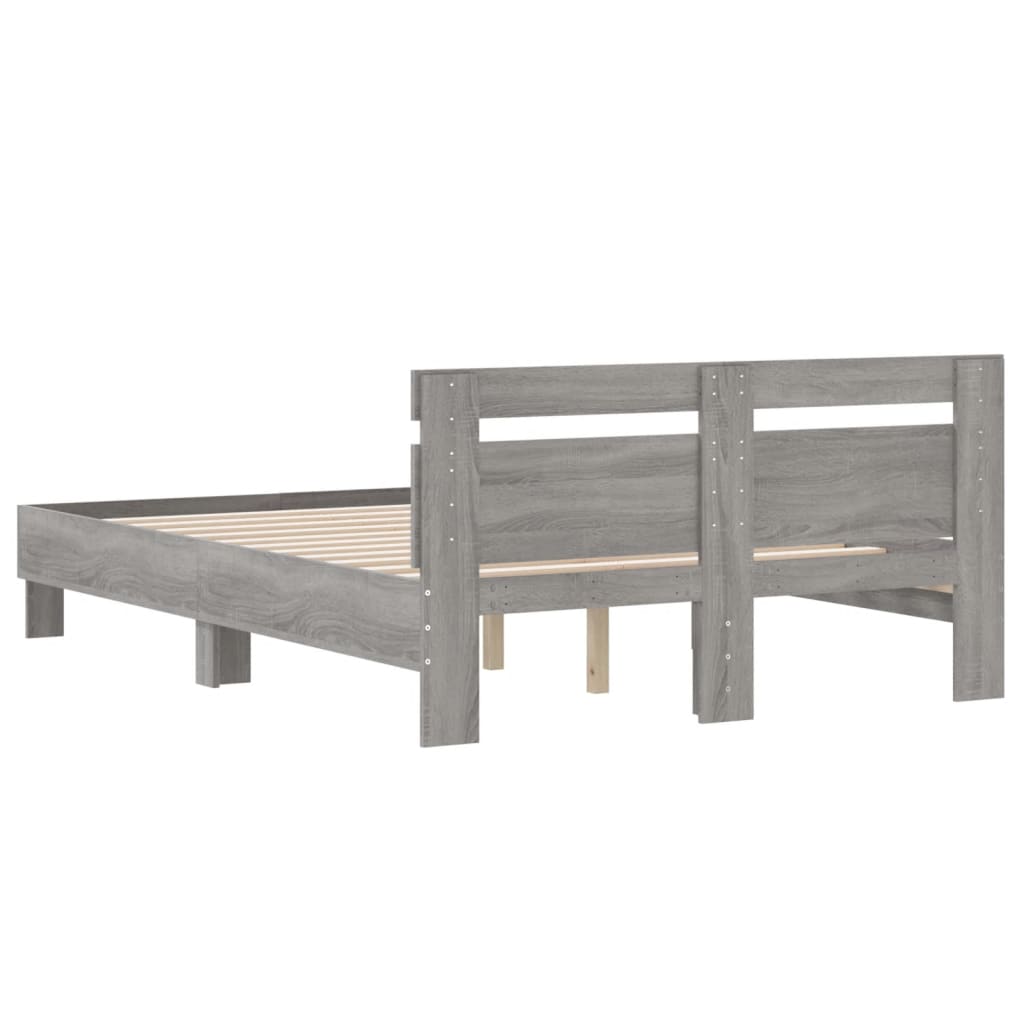 Bed Frame with Headboard Grey Sonoma 120x200 Cm Engineered Wood