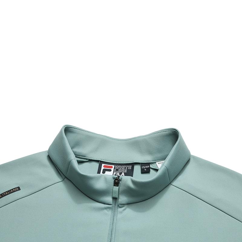 Fila White Fashionable Simple Versatile Comfortable Stretch Half-Zip Long Sleeve T-Shirt Men Tops Sea-King-Green F11M613203FGN