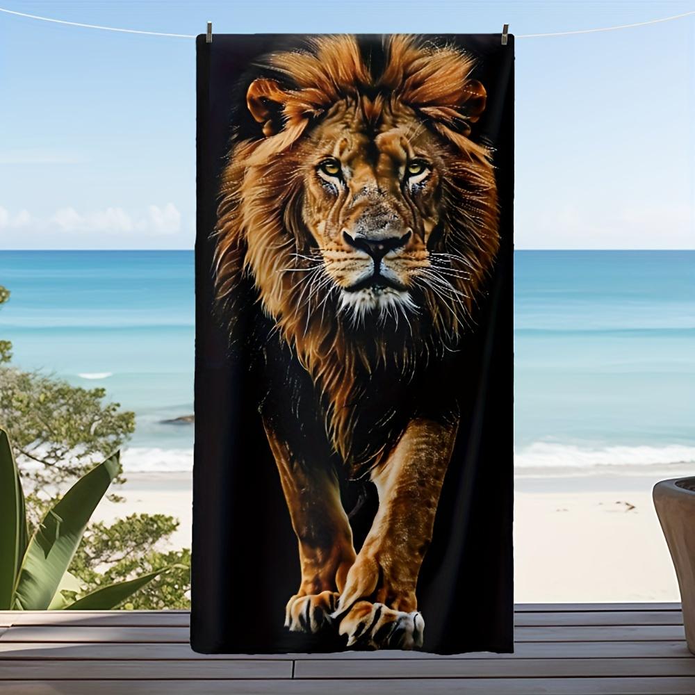 

Majestic Lion Print Bath Towel - Ultra Soft, Quick Dry, Breathable, Comfortable Design, Perfect for Summer Vibes and Beach Days 50x100cm