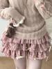 Bow Mini Skirt for Women Kawaii Cute Ruffle Cake Skirt Shorts Girls Harajuku Japanese Style Clothing