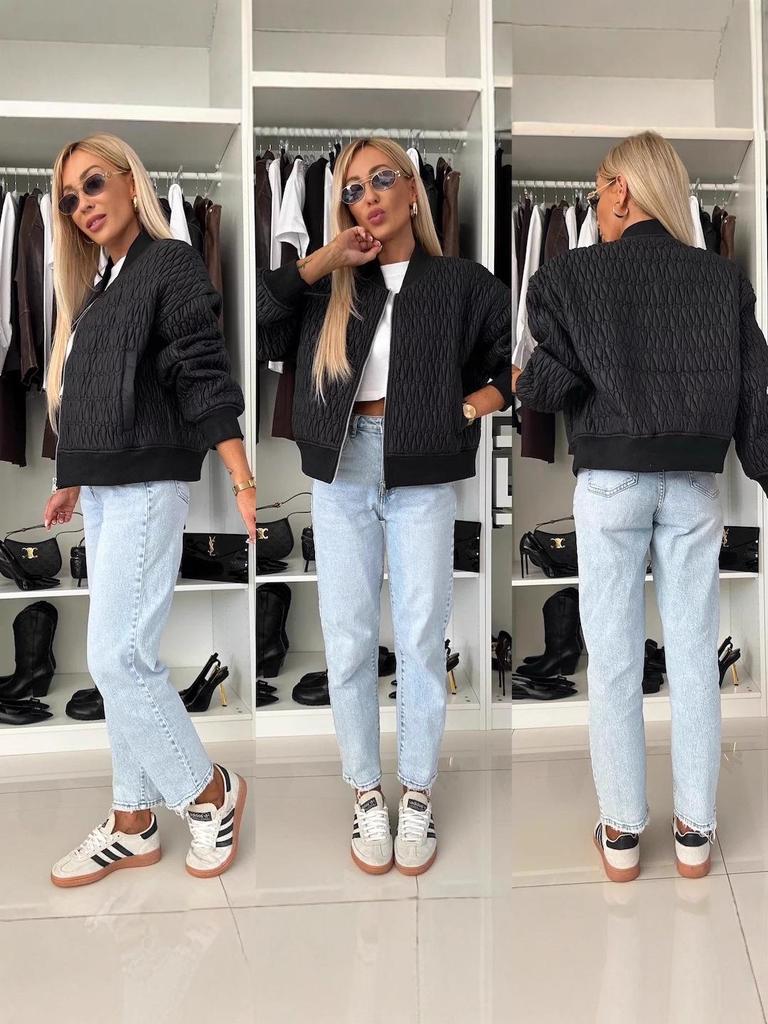 2025 Autumn/Winter Solid Color Embroidered Short Zipper Cotton-padded Baseball Jacket