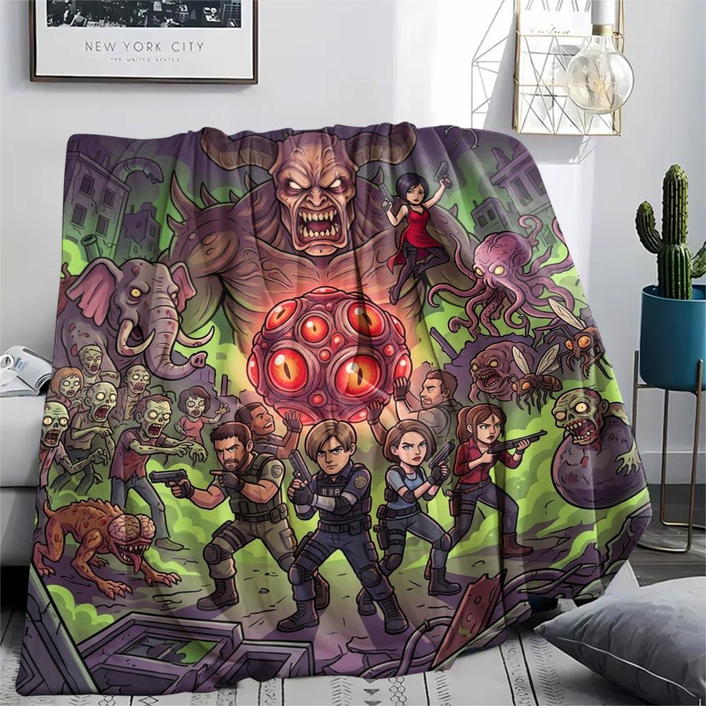 Resident Evil Comfortable Warm Flannel Blanket Print for Picnic Travel Sofa Bed Bedroom Chair Use.-TING