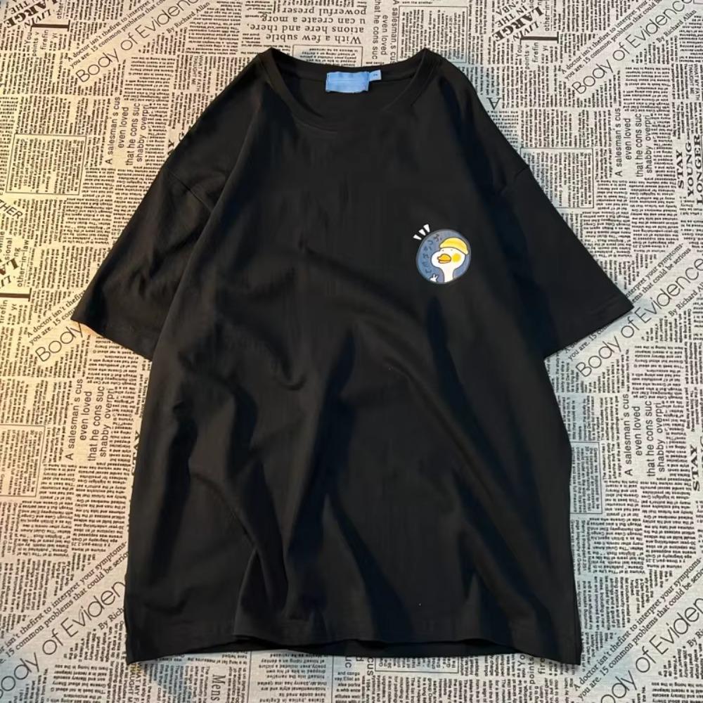 Amerikansk Retro Minimalistisk Tryckt Rundhalsad Kortärmad T-shirt Med herr dam Trendig Lös Ren Bomull Mångsidig T-shirt