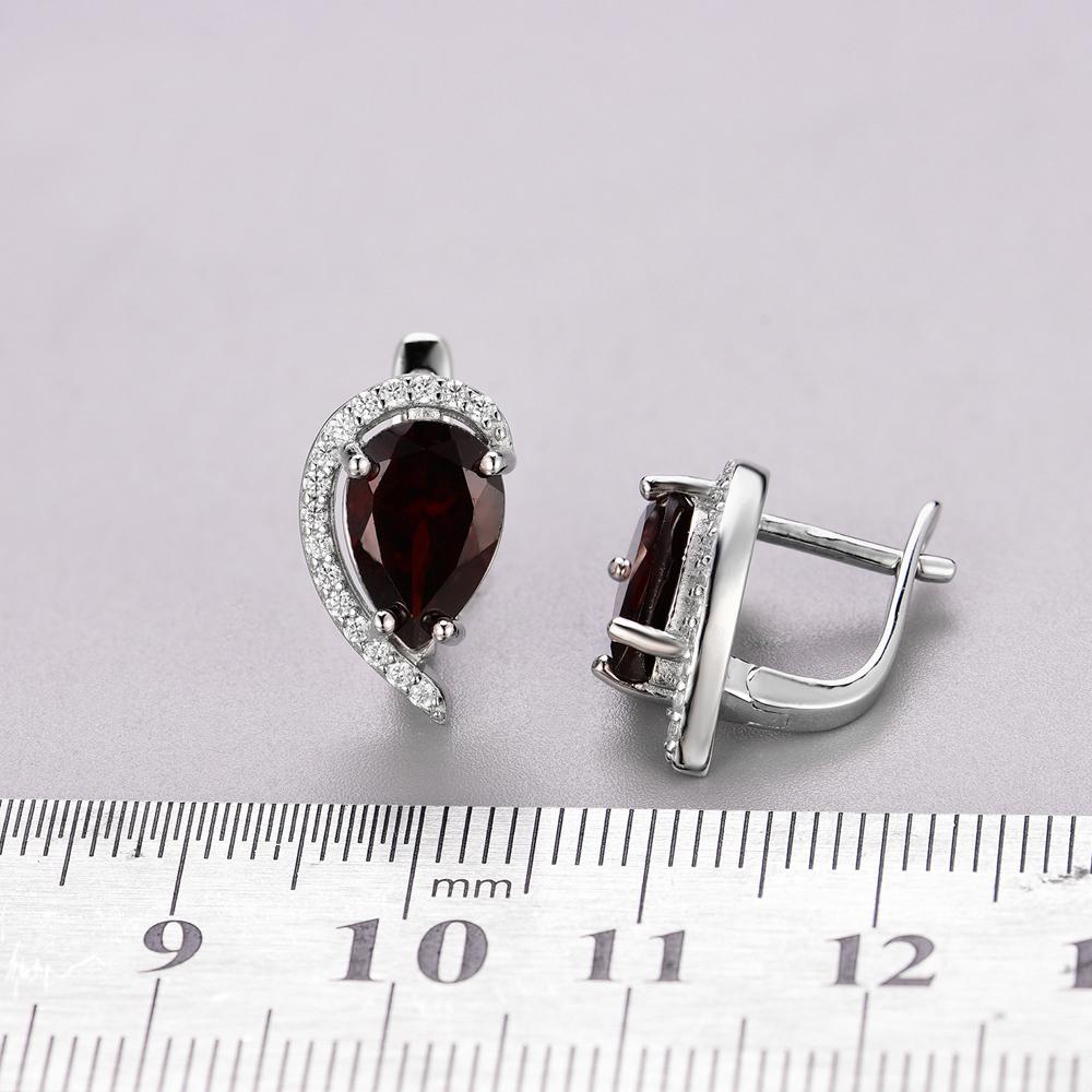 Bolaijewelry Natural Mozambique Garnet Pear 7*10mm Gemstone Earrings 925 Sterling Silver Fashion Woman Fine Jewelry
