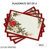 4pcs/6pcs, Christmas Placemats for Dining Table, Poinsettia Holly Border Placemats for Dining Table, Suitable for Holiday Party, Banquet, Home Kitchen