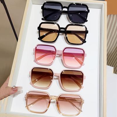 5Pcs Oversized Square Sunglasses Anti-Reflective Pc Lenses Fashionable Plastic Frames-Stylish Eyewear For Daily Commute