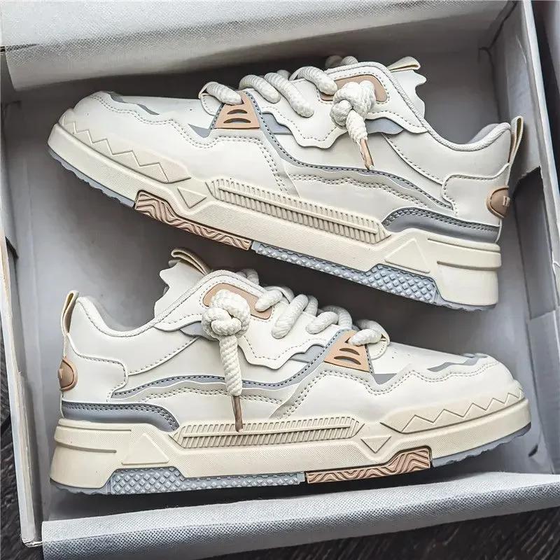 

Мужская обувь Кроссовки Весна Новые Корейские Модные Повседневные Легкие Обувь для Скейтборда Мода На шнуровке Уличные Кроссовки для Бега 39 бежевый