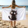 Skurriler Katzen-Kunst-Handtuch Strandtuch Übergröße Schnelltrocknendes Handtuch Saugfähig Weich Schwimm-Strandtücher für Männer Frauen