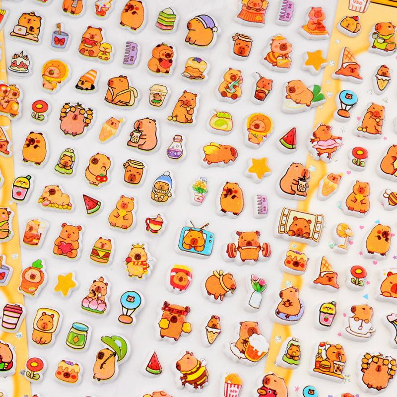 1 Sheet Kawaii Lovely Capibala Small Animals Foam 3D Decorative Stationery Stickers Scrapbooking Diy Diary Album Decals