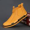 Autumn Leather Casual Sneakers Men Fashion Yellow Mens High Top Shoes Leather Moccasins Comfortable Loafers Shoes For Men 2024