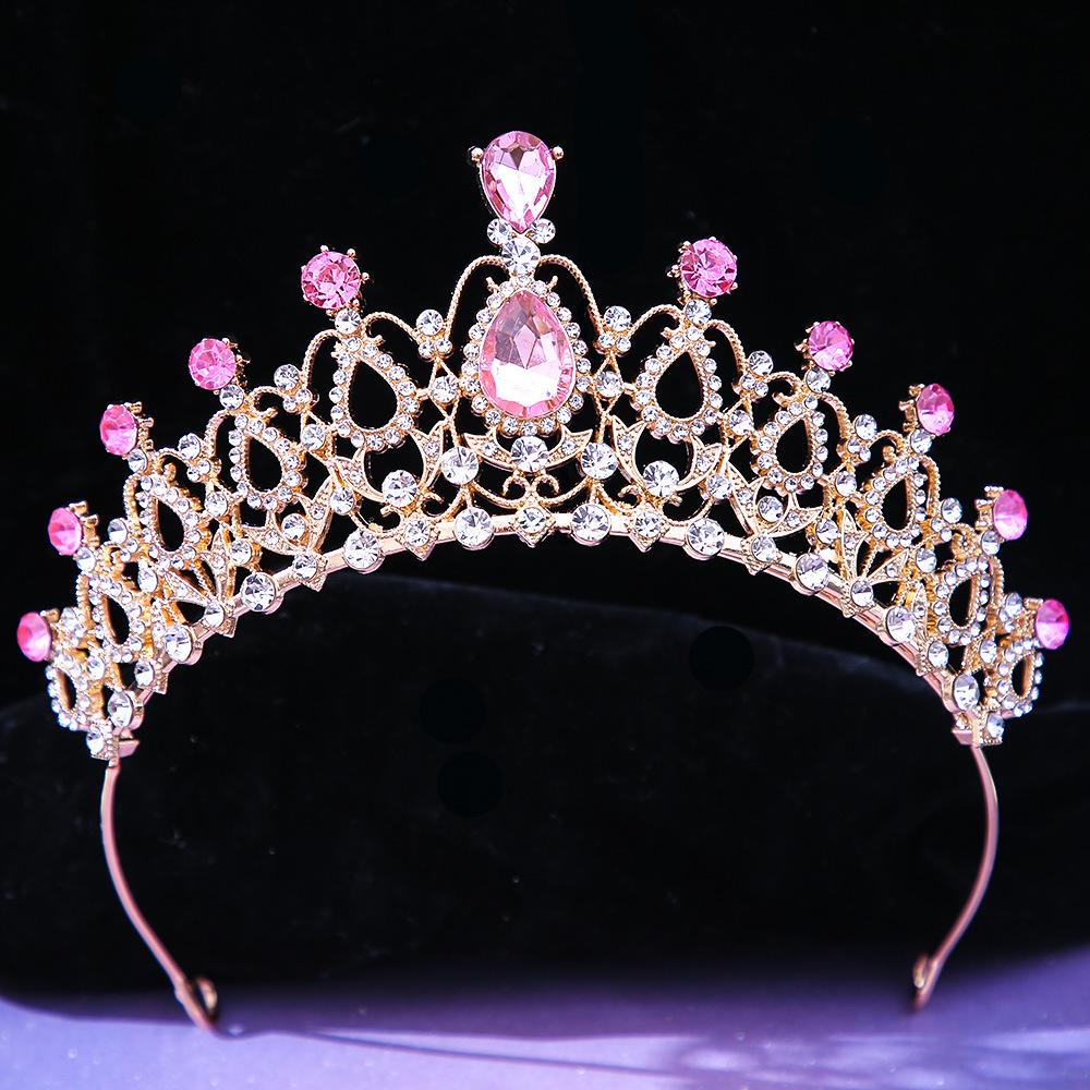 DIEZI Luxury Elegant AB Crystal Crown Hair Accessories Tiara For Women Party Red Purple Rhinestone Bridal Crown New Hair Zircon