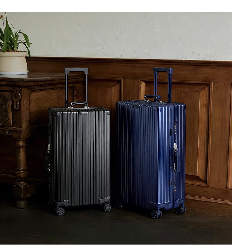 Aluminum-Magnesium Alloy Trolley Case with Universal Wheels, 24" Carry-On for Student Travel & Men's Business, with Combination Lock.