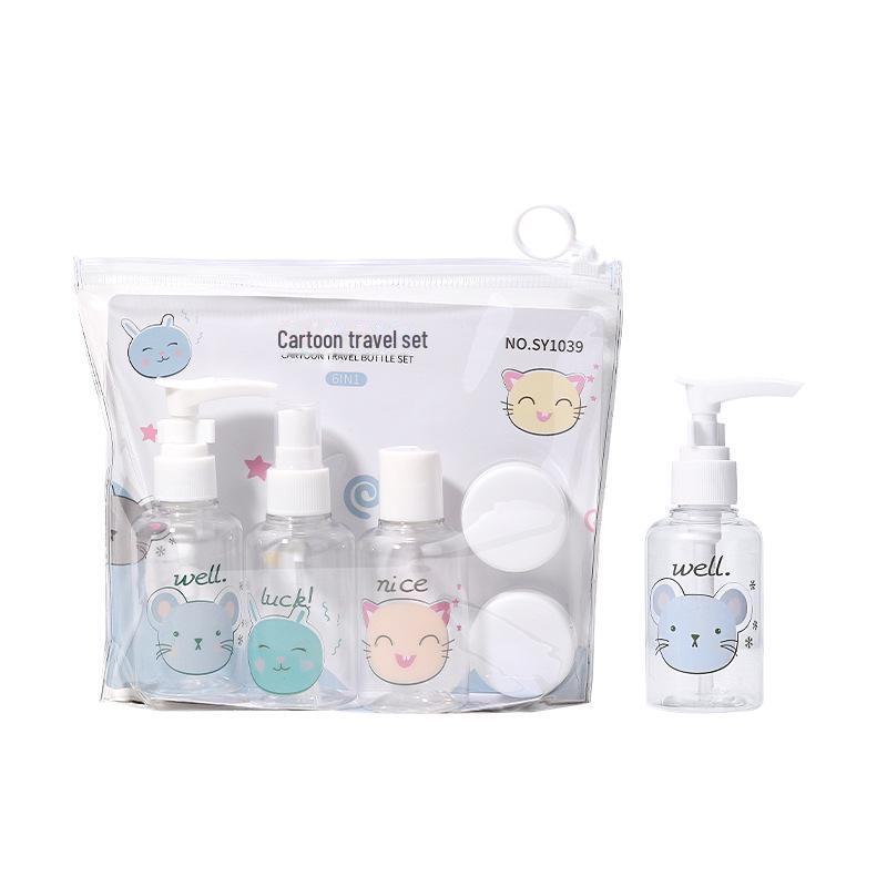 Lamela 6-Piece Travel Bottle Set: Pump, Lotion, Spray, Flip, and Cream Bottles (SY1038)