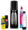 Sodastream Terra Black Saturator + Co2 Cartridge 2 Bottles Fuse 1l Syrups (pepsi, Lipton) Black
