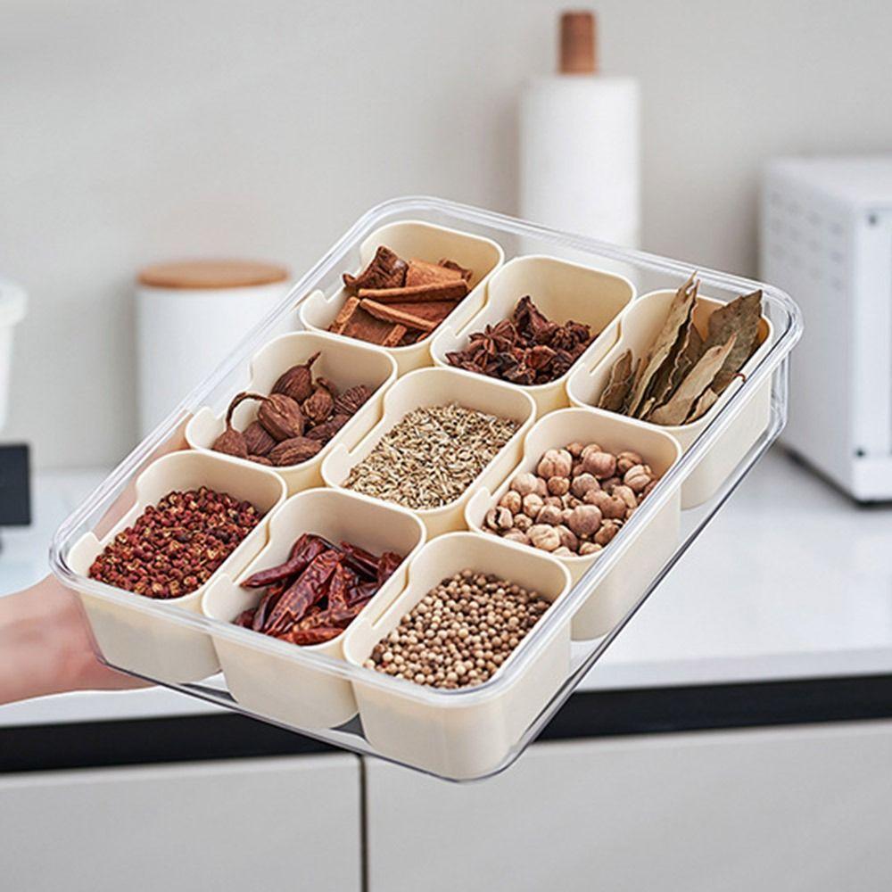 Fresh-keeping Seasoning Storage Box 9 Grids Snack Fruits Food Box Food Container  Food Storage