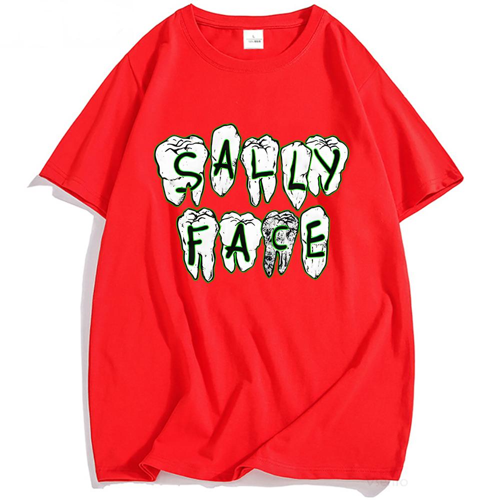 Sally Face Game Logo Print Tshirt Cotton Short Sleeve Loose Male Tshirts Oneck Fashion Unisex Streetwear Hip Hop Men Clothing
