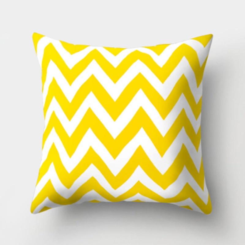 Yellow Geometric Cushion Cover For Home Sofa Decoration 18 Inch