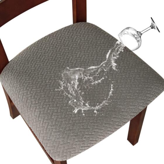 Jacquard Waterproof Stretch Chair Seat Cover Removable Elastic Upholstered Dining Chair Cushion Slipcovers Washable Seat Covers