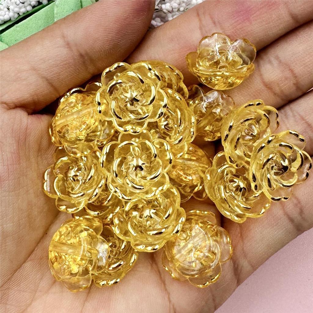 100pcs Handmade Flower-Shaped Acrylic DIY Beads In Multiple Colors (20 Pieces) for Jewelry Making
