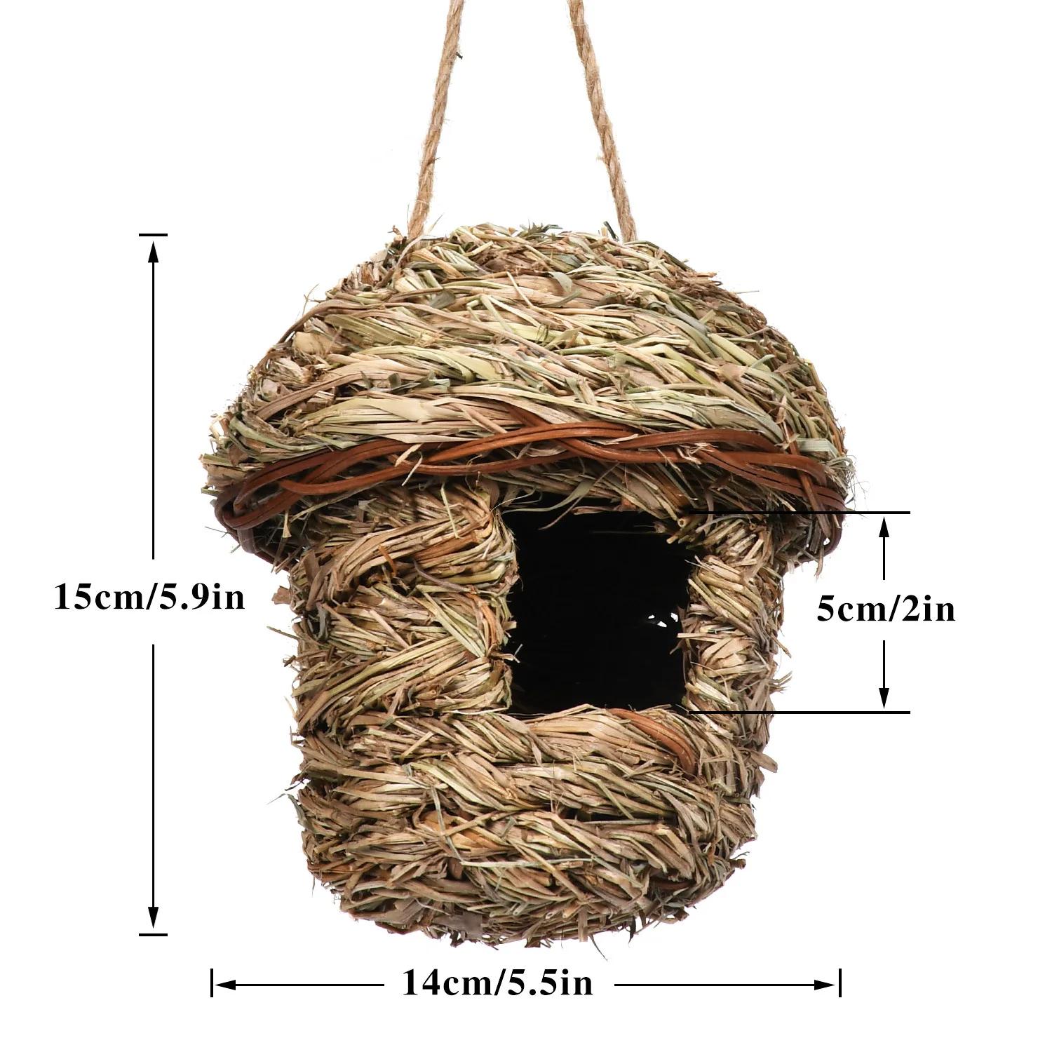 Hand-woven Straw Bird s Nest Parrot Hatching Outdoor Garden Hanging Bird Nest Hatching Breeding House Nest Bird Accessories