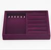 Elegant Purple Velvet Stackable Jewelry Ring Earring Display Tray 24 Girds Case Holder Organizers Storage Showcase